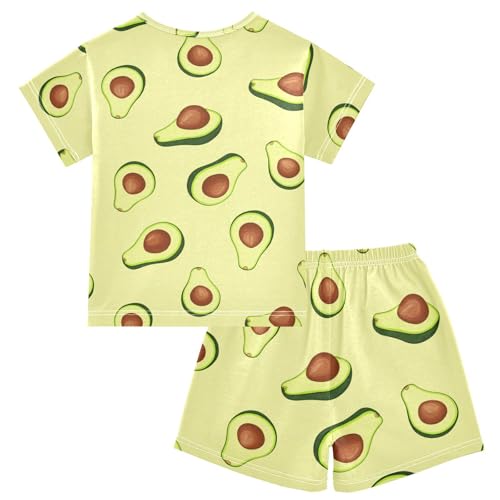 Cartoon Avocado Yellow Pajama Set Short Sleeve Pajamas Shorts Sets Cotton PJS 2 Piece Clothes Set 5Y2