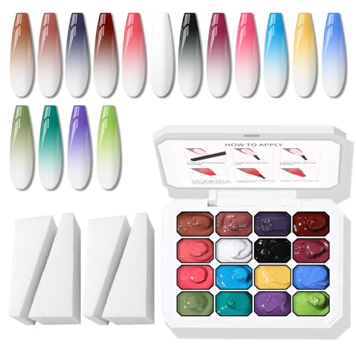 Sponge Pat Paint Nail Gel, Ombre Nails Gradient Gel Nail Blush Bl...