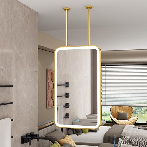 Miroir flottant suspendu au plafond rectangulaire pour décoration moderne LED