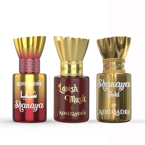 Image of Adilqadri Shanaya Lavish Musk & Shanaya Gold Attar Combo Pack | Arabic, Musky & Floral Fragrance | Long-Lasting Non-Alcoholic Roll-On Attar for Men & Women | Ideal Gift for Him & Her | 3 x 5.5 ML