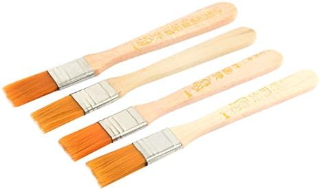 Aexit Wooden Handle Painting Supplies & Wall Treatments Nylon Copy Hair Artist Painter Drawing Oil Paint Paint Rollers Brush 4pcs