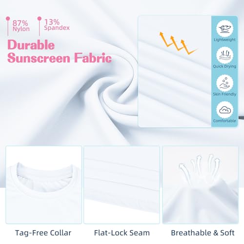 American Trends Girls Rash Guard: UPF+ 50 Long Sleeve UV Protection Shirts for Girls - Lightweight Quick Dry Sun Shirts 5-16T2