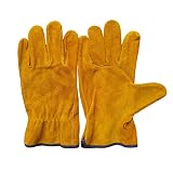 Leather Work Gloves, Heat & Flame Resistant Cowhide Protection Gloves, Welding Work Gloves, Gardenin
