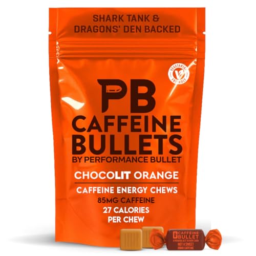 Caffeine Bullet Energy Chews - Chocolate Orange. 40 * 85mg - Faster Kick Than Pills, Gels and Gum. Sport Science for Running, Cycling, Gaming & A Pre...