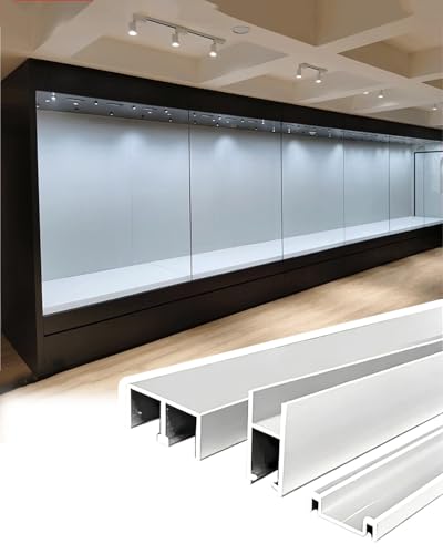 Rail Porte Coulissante Rail de Porte Coulissante en Verre pour Vitrine avec Rail Inférieur, Guide en U pour Porte Vitrée de 5 à 6 Mm, Rail de Porte de...