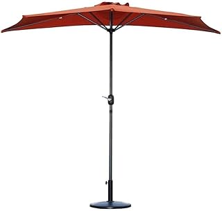 HZH Guarda-sol guarda-sol guarda-sóis de jardim 9 pés pátio meia parede com 5 costelas e manivela, guarda-sol para varanda ao ar livre porta do café mercado jardim guarda-sol