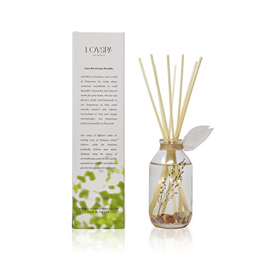 Lovspa Beachwood Vetiver Reed Diffuser & Sticks Gift Set - Clean, Light & Airy Scent Of Dried Coconut, Eucalyptus, Jasmine, Vetiver & Sun Dried Driftwood - Natural Essential Oils - Made In The Usa #TOP2