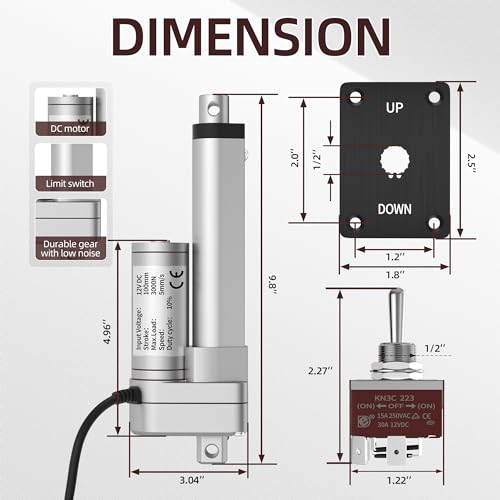 Linear Actuator 12V - 3000N/660lbs | 4 Inch Stroke, 5mm/s | Heavy Duty Waterproof Electric Piston Actuator with Reverse Polarity Controller for Home, Outdoor, RV Automation, Window