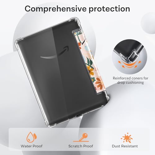 Image of CoBak Case for 6 inch Kindle 11th Gen (2024 and 2022 Release) - Ultra Slim Transparent Clear TPU Back Shell Protective Cover with Auto Wake /Sleep for Kindle 11th Generation 2024 Release, Flowers