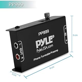 Pyle Preamplificatore Phono, Amplificatore Audio Stereo Mini con RCA, Bassa Rumorosità, Alimentato da Adattatore 12V DC - Nero
