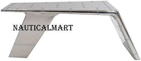 Miniatura 3 de NauticalMart Escritorio de ala de aviador mesa de aluminio vintage muebles de aviación de mediados de siglo