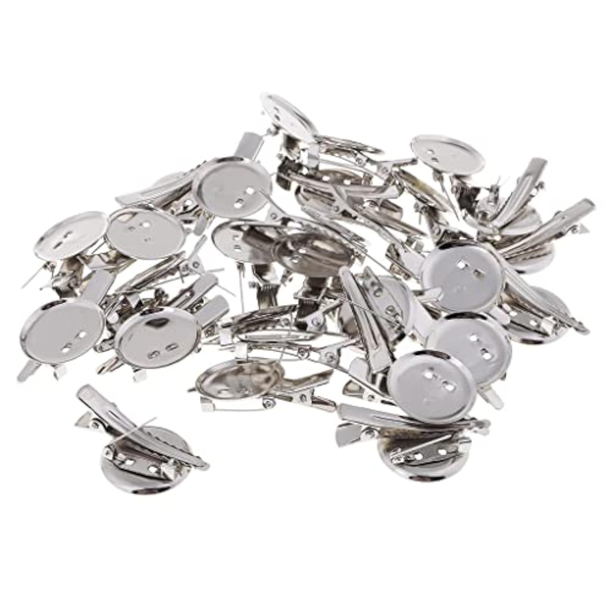 30 Pieces Round Brooch Base Hair Clips Cabochon Blank Tray