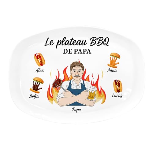 Cadeau Plus Assiette Personnalisé - L'Assiette De Grillades De Papa - Assiette Personnalisée, Assiettes Anniversaire, Accessoire Barbecue, Cadeau Fete Des Peres Personnalisé (Modèle #5)