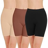 POPKOK Radlerhose Damen Kurz für Kleid Anti Scheuern Unterhosen Slip Shorts 3er-Pack (2XL, Schwarz/Beige/Braun)
