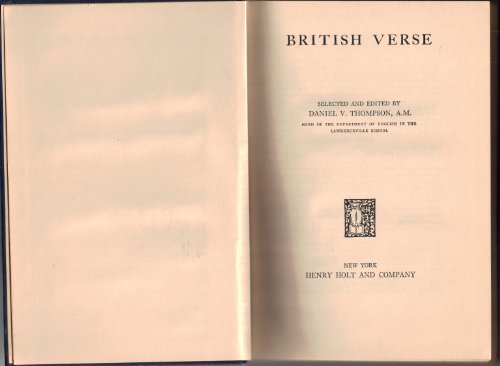 British verse, B000857406 Book Cover