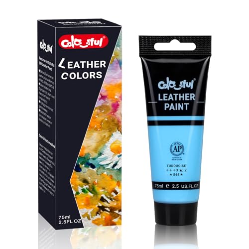 Colorful Acrylic Leather Paint 2.5oz Turquise for Shoe Painting -Leather Paint for Bag & Wallet Decor, Leather Jacket Care, Crafts DIY & Customizing Leather Projects