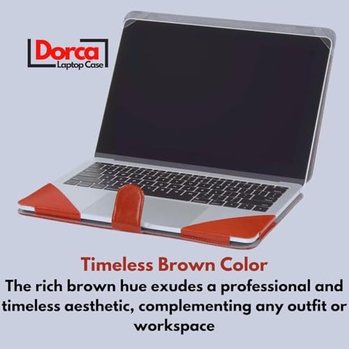 Image of Dorca Premium PU Leather Laptop Sleeve for Motorola Motobook 60 Pro (14IAH101) 14-inch- Slim Fit, Water-Resistant, Shockproof Protective Cover (Brown)