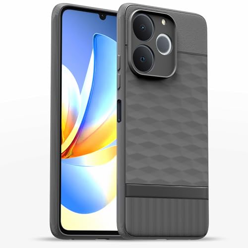 Image of Pikkme Back Cover for Realme C71 Camera Protection 3D Hexa Cube Design Silicone Protective Bumper Case (Grey)