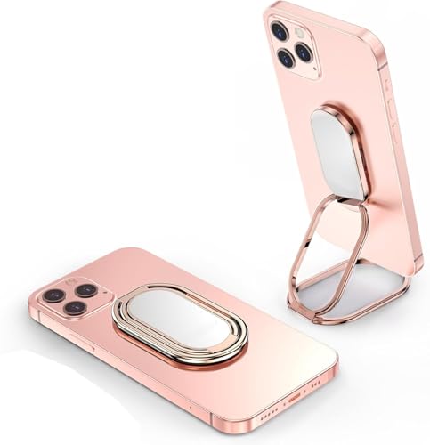Image of Mizi Adhesine Phone Ring Holder Finger Kickstand Retractable 360Rotation Ultra-Thin Cell Phone Back Grip Foldable Cellphone Stand for iPhone iPad Smartphones Tablets - Rose Gold