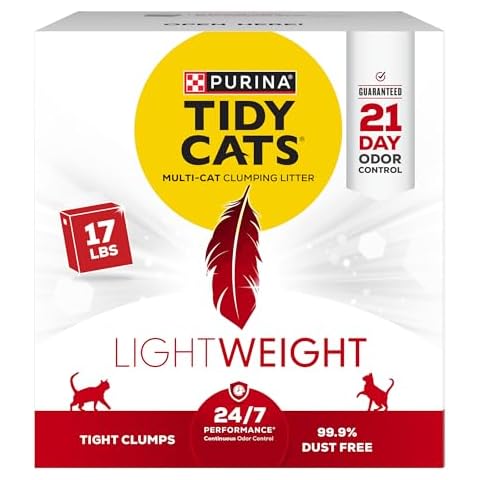 Purina Tidy Cats LightWeight, Low Dust, Clumping Cat Litter Odor Control 24/7 Performance Multi Cat Litter - 17 lb. Box Cover