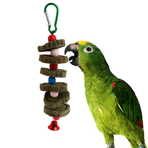 haia7k4k Pet Teeth Grinding Strand, Grass Cookie Bead Toys Hanging Cage Bell Sound Molar Chew Bite