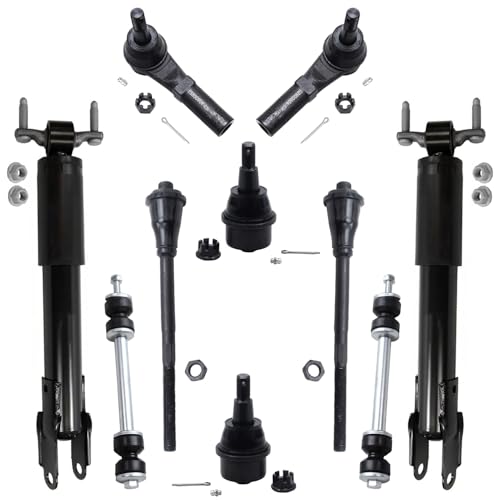 Image of Detroit Axle - Front 10pc Shock Absorbers Kit for 2011-2019 Chevy Silverado 2500 HD 3500 HD GMC Sierra, Shock Absorbers Sway Bars Tie Rods Lower Ball Joints 2012 2013 2014 2015 2016 2017 2018