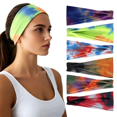 Image of Headbands for Women - 6 Pack Wide Elastic Hair Bands | Stretchy Sweatbands Hair Bands | Soft Sports Thin Head Bands | Non-Slip Accessories Bands for Fashion, Washing Face, Workouts, Yoga, Daily Use