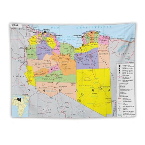 Libya Map Posters World Map Tapestry Paintings Wall Art Print Tapestries Room Hanging Picture Modern Home Decor 60