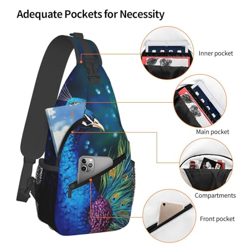 Bolso cruzado de pecho para hombre mochila bandolera color pavo real miniatura 4