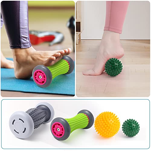 Eliavalth Foot Roller For Plantar Fasciitis And Neuropathy, Foot Massager For Plantar Fasciitis Relief, Neuropathy, Reflexology Tool - 2 Foot Massage Roller & 2 Foot Massage Ball (Gray,Large) #TOP3