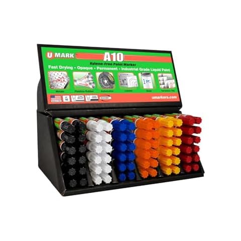 U-Mark A10 Paint Marker Display White/Yellow/Black/Red/Orange/Blue (Pack of 72) Cover