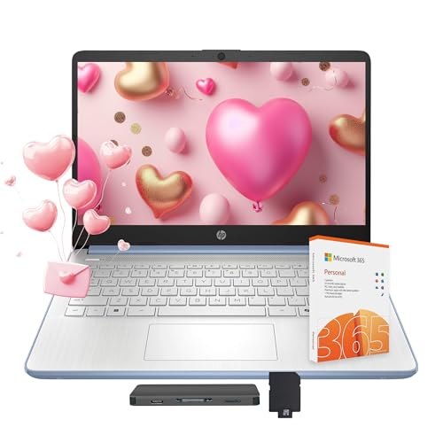 Image of HP Flagship 14 inch Laptop with AI Copilot for Student, 13th Gen Intel 4-Core, 4GB DDR4, 256GB Storage(128GB UFS+128GB Docking Station), Intel Graphics, Webcam, 1 Year Office 365, WiFi 6, Win 11 S, Blue