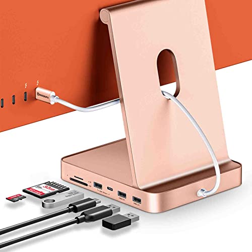 USB C Hub for iMac 24 inch 2021/2023/2024, Minisopuru iMac Hub Support M.2 NVMe SSD, iMac Accessories for iMac M1/M3/M4, iMac Adapter with USB A/C 10Gbps, SD/TF, M.2 SSD (Not Included), Orange.