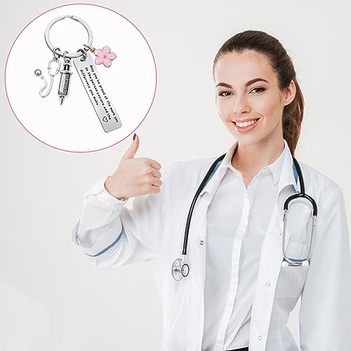 Ouligay Krankenschwester Schlüsselanhänger Geschenke für Krankenschwestern mit Gravur Stethoskop Spritze Pflegekraft Arzt Medizinstudent Krankenschwester Adventskalender Nurse Weihnachte Geschenk