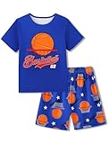 Mikrdoo Big Boys Pajamas Classic Pull On PJs 2 Pcs Kids Pajamas Fashion Sleepwear, Blue Basketball, Size 12 Years