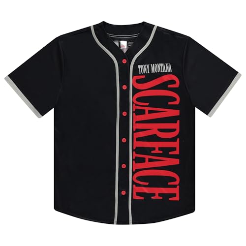 Scarface Tony Montana Men's Jersey - Mesh Button Down Baseball Jersey Movie Retro Fashion Top