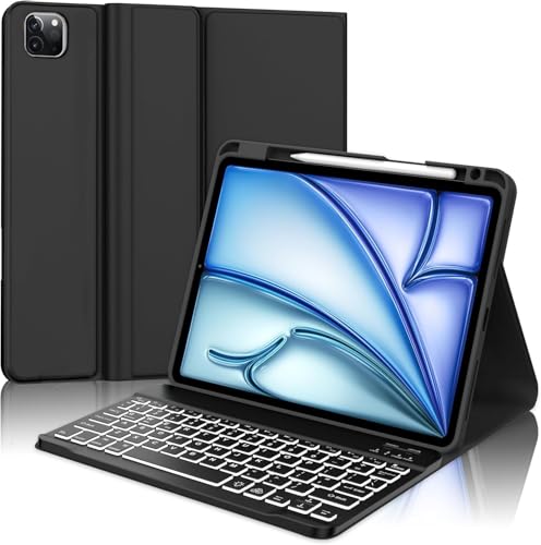 Image of typecase Keyboard case for iPad Air 11 (M4 /M3 /M2,2026 /2025 /2024),Air 5th /4th & Pro 11(4th /3rd /2nd /1st) with 7-Colors Backlit, Multi Viewing Magnetic Detachable Wireless Keyboard case, Pencil Holder
