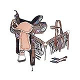 Equestrian Barrel DD Leather Racing Trail Western Saddle Fully Hand Tool Plus Breastplate & Headstal