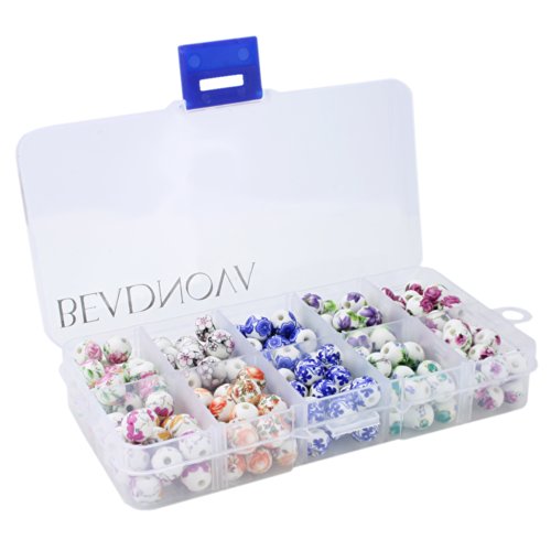 BEADNOVA 8mm Traditional Chinese Stlye Theme Flower Ceramic Beads Porcelain China Beads Assortment Mix Lot