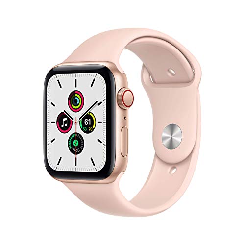 Apple Watch SE 2020 (GPS + Cellulaire, 44MM) Boîtier en Aluminium Or avec Bracelet Sport Sable Rose (Reconditionné)