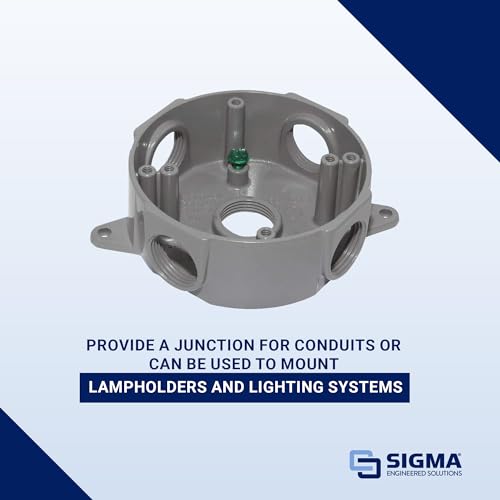Sigma Electric, Gray Sigma Engineered Solutions, 143854 1/2-Inch 5 Hole Round Box, No Size - Thumbnail 5
