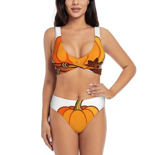 Maillot de bain femme deux pièces push-up Pumpkin Spice triangle réglable pour l'été