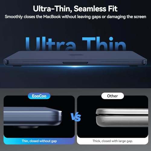 Image of EooCoo Case Compatible with MacBook Air 13 inch M5 2026-2022 M4 M3 M2 A3449 A3240 A3113 A2681, Matte Hard Shell Scratch Resistant Protective Cover for Mac Air 13.6 inch, Original Midnight