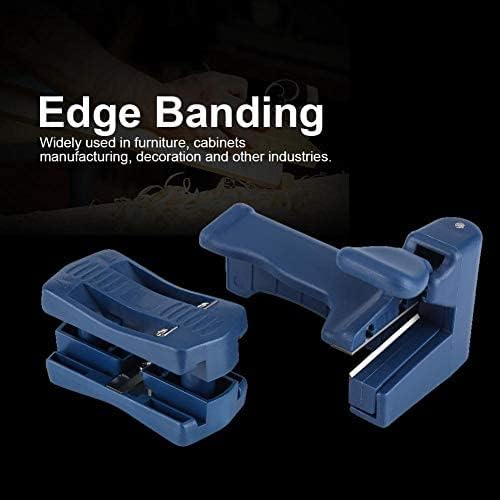 HERCHR 2 Piece Wood Edge Trimmer Chamfer Plane Edge Banding Trimmer Woodworking Burr Scraper with Blade Head and Tail Trimmer Body