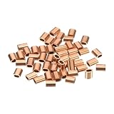 QUARKZMAN 50 Stück Kupfer Crimp Ösenhülsen 5.5 x 4mm / 0.2 x 0.2 Zoll Ovale Drahtseil Ösenhülsen Crimpverbinder Für Drahtseil Und Elektrokabel Endsortiment