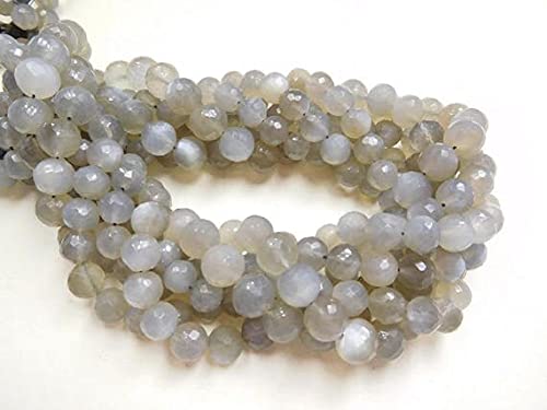 Perles de lune grises facettées 7-8mm fil moonstone naturelle loisirs créatifs DIY