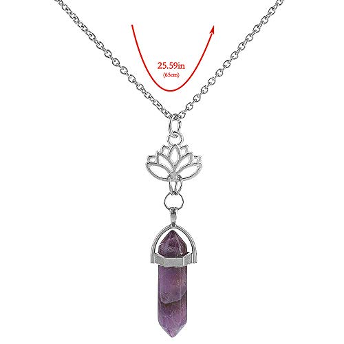 Mjartoria Lotus Flower Crystal Necklace Healing Chakra Necklace Charm Pendant Necklace For Women Girls Gothic Jewelry Gifts #TOP4