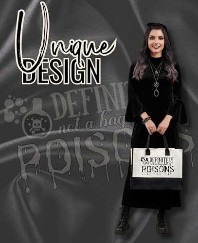 Image of InnoBeta Witchy Gifts Canvas Tote Bag for Women Girls Witches, Halloween Themed Bag with Top Zipper Closure and Shoulder Strap, Goth Gifts for Halloween, Birthday, Christmas