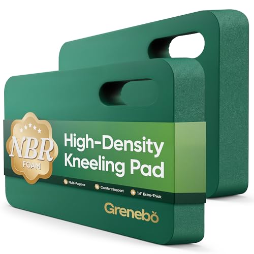 Grenebo 2pcs High-Density NBR Foam Garden Kneeling Pad, 1.6" Extra Thick Gardening Pads for Kneeling, Ultra Soft Kneeling Pads for Gardening, Work, Exercise, Yoga, Bathing Baby, 17.3×11×1.6 in, Green