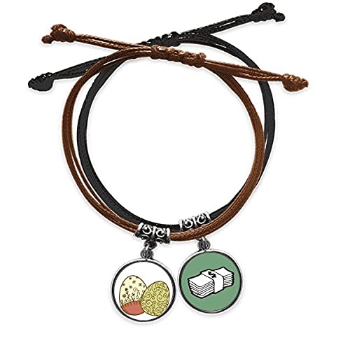 Pulsera de cuerda Huevo de Pascua cadena de mano de cuero con amuleto